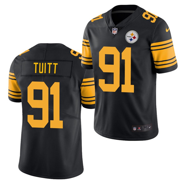 Men's Pittsburgh Steelers #91 Stephon Tuitt Black Color Rush Limited Stitched NFL Jersey